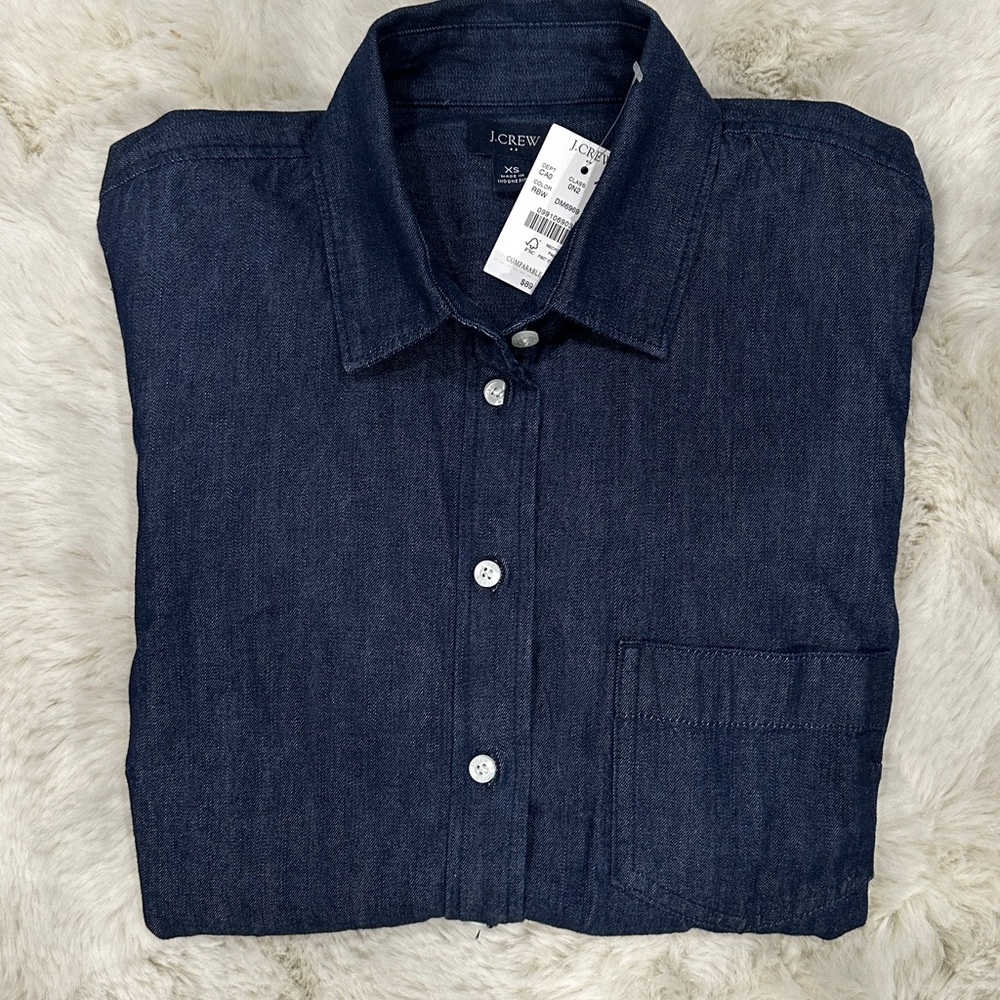 J. Crew Womens Navy Button Down Denim Shirt NWT